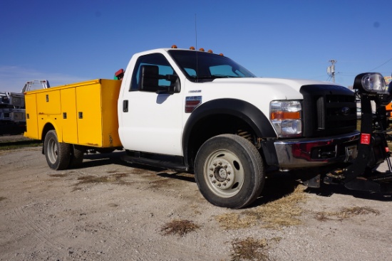 2008 Ford Model F-450 XL Dually Diesel 4 x 4 Service Truck, VIN #1FDXF47R38ED89879, 6.4 Liter Turbo