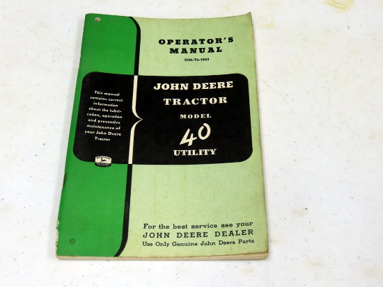 Operators Manual for a John Deere Model 40 Utility Tractor