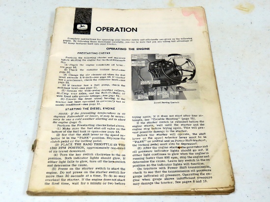 Operations Manual for a John Deere 3020 Diesel Tractors (No outside cover)