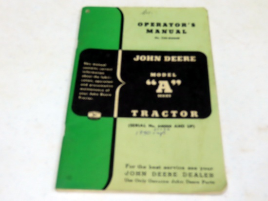 Operators Manual for a John Deere Model A Series Tractors