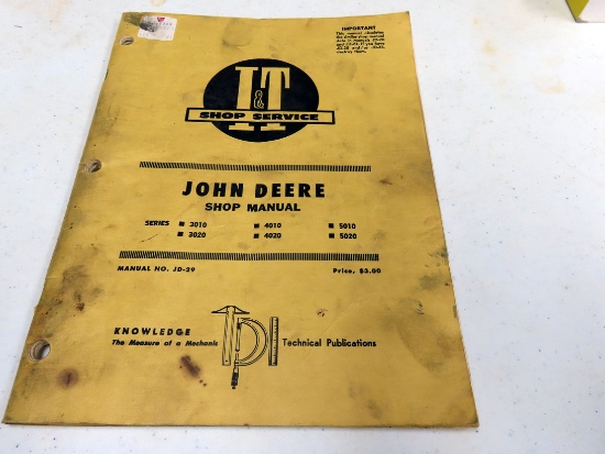 I&T Shop Service Manual for John Deere 3010 3020 4010 4020 5010 5020