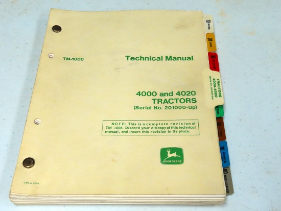 Technical Manual for John Deere 4000 and 4020 Tractors