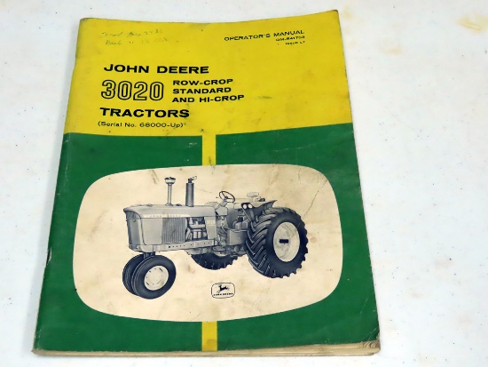 Manual for a John Deere 3020 Row-Crop Standard and Hi-Crop Tractors