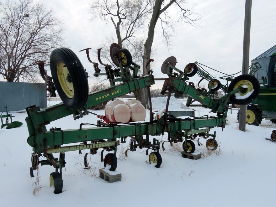 John Deere 8-Row 36' Cultivator, Spring Loaded, Gauge Wheel.