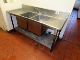 Heavy Duty Commercial Stainless Steel 2-Tub Deep Tub Sink with Dual Side Dr