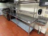 8' Commercial Stainless Steel Work Table with Stainless Steel Lower Shelf