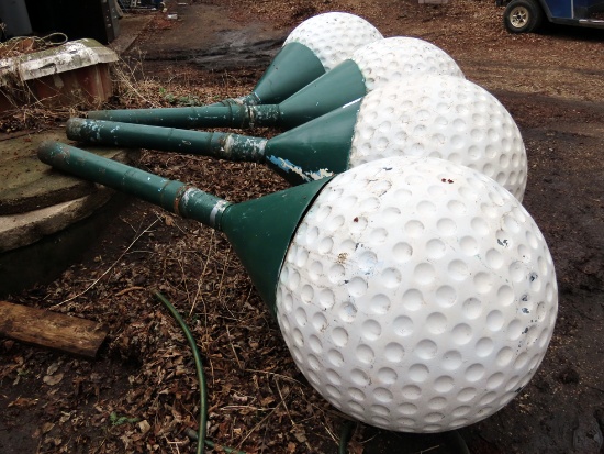 (4) Fiberglass & Steel Decorative Golf Balls on Tees