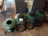 (3) Trash Cans with Ground Spikes, (1) Range Mate Club Washer