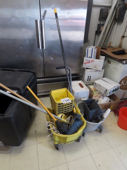 Continental Commercial Mop Bucket with Squeegee & Smaller Mop Bucket, (2) H