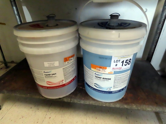 5-Gallon Buckets of Fusion Temp Rinse, Partial 5-Gallon Bucket of Temp DET.