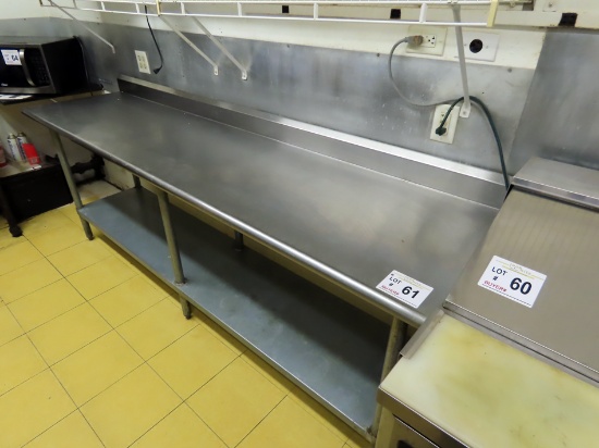 8' Commercial Stainless Steel Work Table with Lower Shelf.