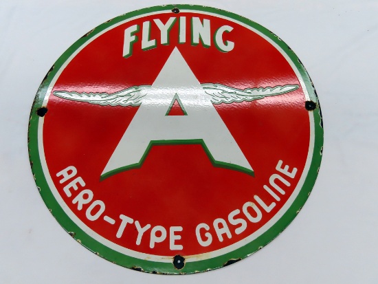Flying A Aero-Type Porcelain/Enamel Sign