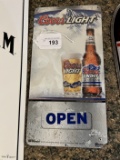 Coors Light Open/Closed Metal Sign