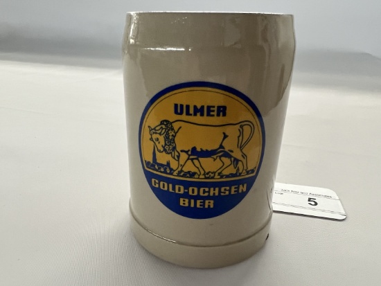 Vintage Ulmer Gold-Ochsen Bier Beer Stein -  - German Brewery