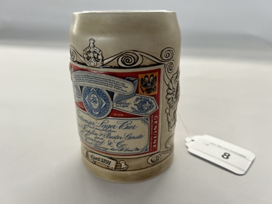 Vintage Embossed Budweiser Beer Stein with German Imperial Eagle