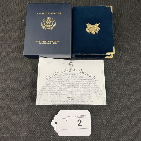 2000-W Proof American Eagle 1/10 oz Gold Coin with Box & CoA