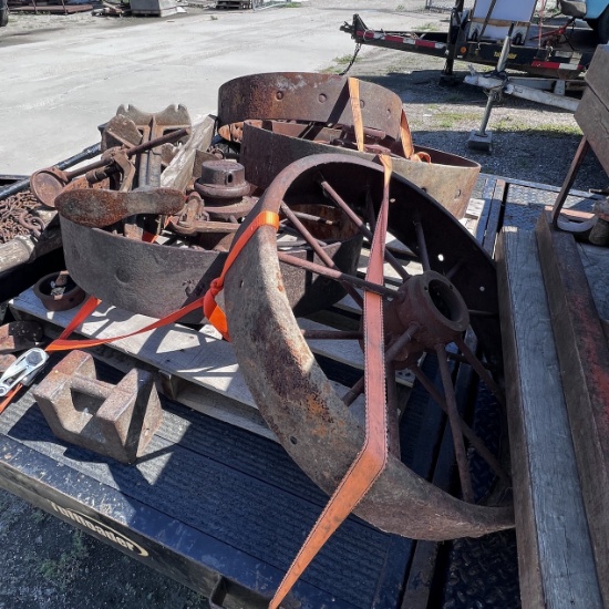 (4) Old Steel Wheels from Antique Case Threshing Machine