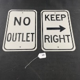 NO Outlet & Keep Right Signs