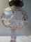 ANTIQUE CLEAR GLASS ROUND STEM FOOTED BASE OIL KEROSENE LAMP