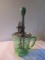 Green depression glass 4 cup measuring jar w/ hand mixer