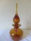 Amber crackle glass decanter w/ stopper