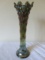 Vintage green iridescent carnival glass vase