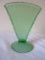 Green depression glass fan vase