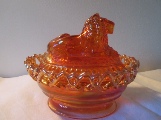 Imperial Glass Lion Candy Dish