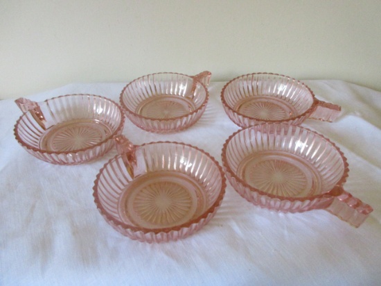 Vintage Anchor Hocking Pink Depression Glass Fruit / Berry Bowls