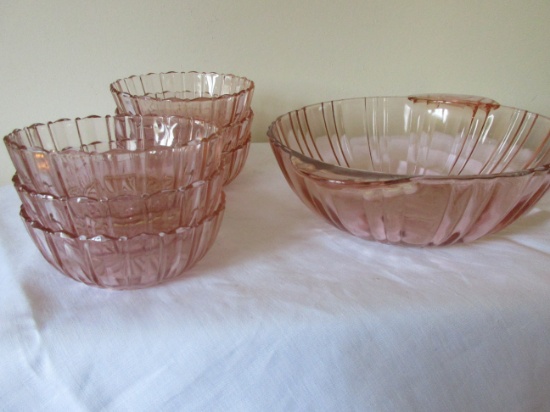 Pink Depression Berry Bowl Set