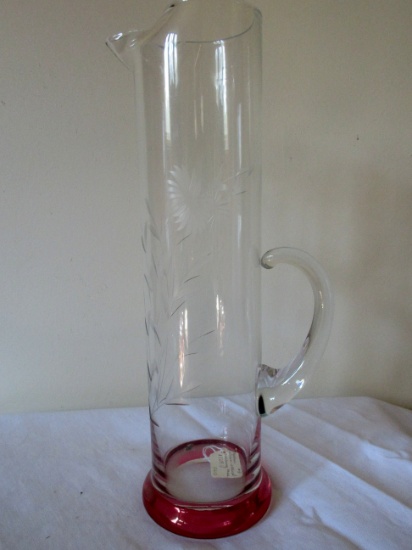 Phoenix glass large martini cocktail pitcher cranberry bottom