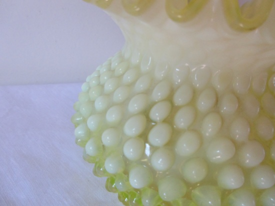 Yellow opalescent hobnail vase