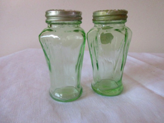 Green Depression Glass Salt & Pepper