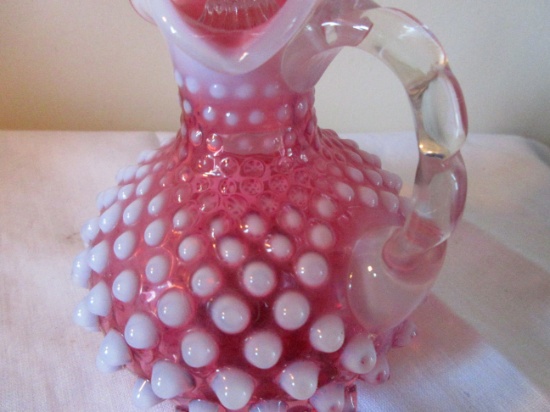 Fenton cranberry & white hobnail cruet