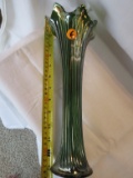 Fine rib carnival glass vase