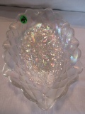 Imperial clear iridescent carnival glass relish dish