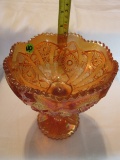 Imperial carnival glass compote