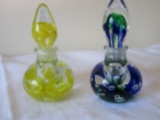 TWO Joe St. Clair Art glass perfume / paperweight