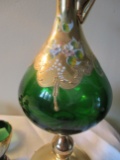 Unique Green & Gold cordial decanter set