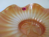 Peach opalescent carnival glass bowl