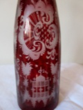 Ruby Red Bohemian Czech cut glass decanter