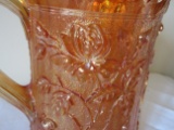 Imperial Marigold Carnival Glass Open Rose Pitcher