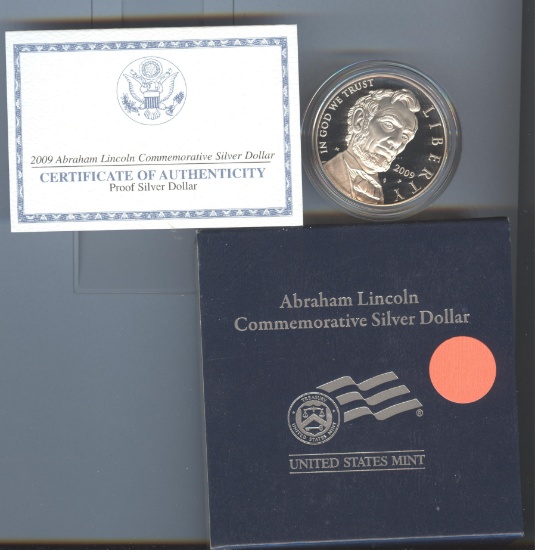 ABRAHAM LINCOLN COMMEMORATIVE PROOF SILVER DOLLAR