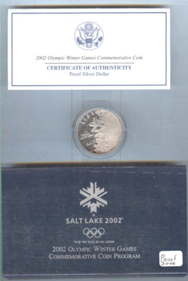 2002-POLYMPIC WINTER GAMES PROOF SILVER DOLLAR
