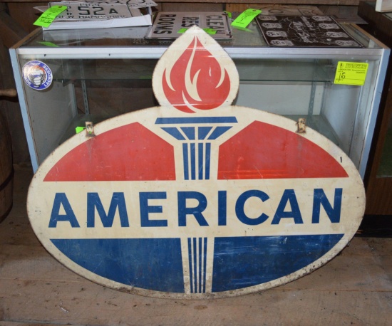 Vintage Painted Steel American Oil Co. Sign