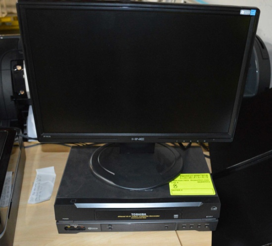 Lot: Video Cassette Recorder & Monitor