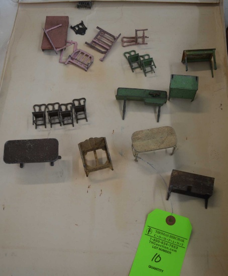 Lot: Vintage Metal & Wood Doll House Furniture