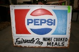 Embossed Sheet Metal Pepsi Sign, 34.5
