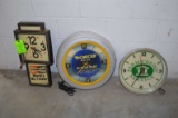 Lot: (3) Electric Advertising Wall Clocks