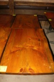 (2) 4-Top Pine Slab Pedestal Base Tables